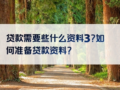 贷款需要些什么资料3？如何准备贷款资料？