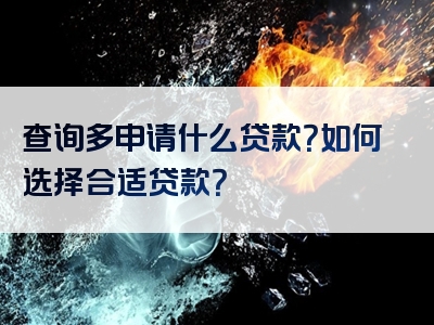 查询多申请什么贷款？如何选择合适贷款？