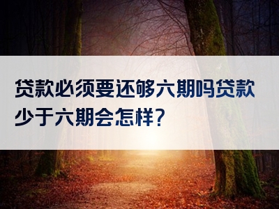 贷款必须要还够六期吗贷款少于六期会怎样？