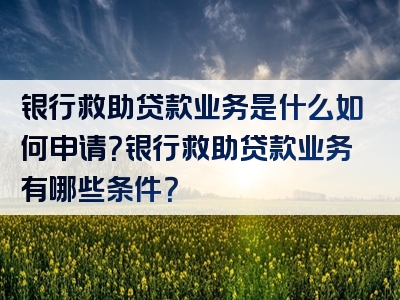 银行救助贷款业务是什么如何申请？银行救助贷款业务有哪些条件？