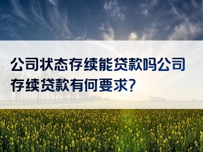 公司状态存续能贷款吗公司存续贷款有何要求？