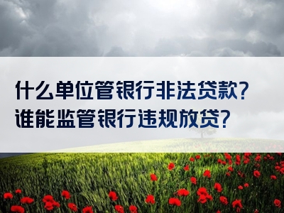 什么单位管银行非法贷款？谁能监管银行违规放贷？