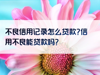 不良信用记录怎么贷款？信用不良能贷款吗？