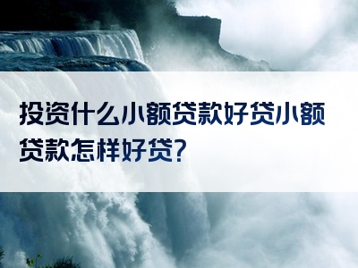 投资什么小额贷款好贷小额贷款怎样好贷？