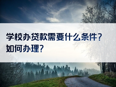 学校办贷款需要什么条件？如何办理？