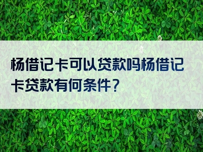 杨借记卡可以贷款吗杨借记卡贷款有何条件？