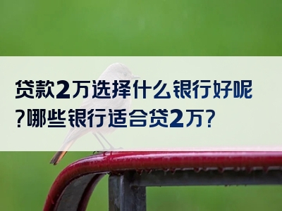 贷款2万选择什么银行好呢？哪些银行适合贷2万？