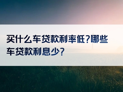 买什么车贷款利率低？哪些车贷款利息少？