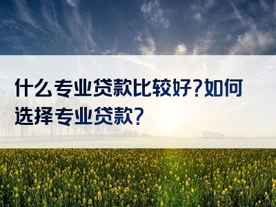 什么专业贷款比较好？如何选择专业贷款？