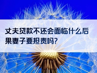 丈夫贷款不还会面临什么后果妻子要担责吗？