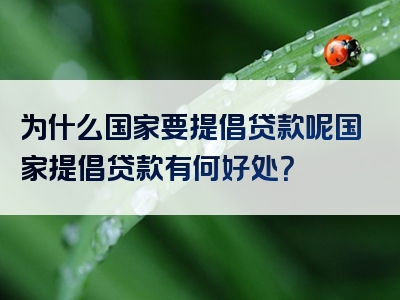 为什么国家要提倡贷款呢国家提倡贷款有何好处？