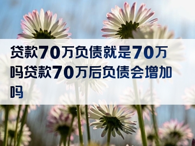 贷款70万负债就是70万吗贷款70万后负债会增加吗