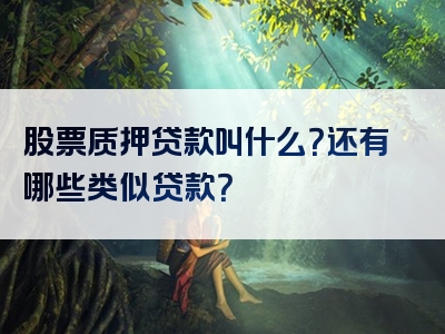 股票质押贷款叫什么？还有哪些类似贷款？