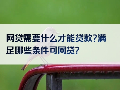 网贷需要什么才能贷款？满足哪些条件可网贷？