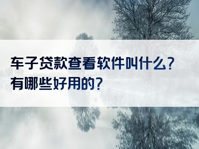 车子贷款查看软件叫什么？有哪些好用的？