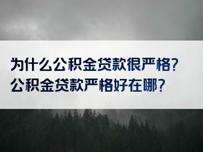 为什么公积金贷款很严格？公积金贷款严格好在哪？