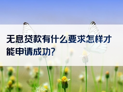 无息贷款有什么要求怎样才能申请成功？