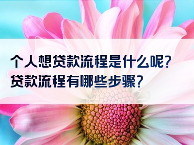 个人想贷款流程是什么呢？贷款流程有哪些步骤？