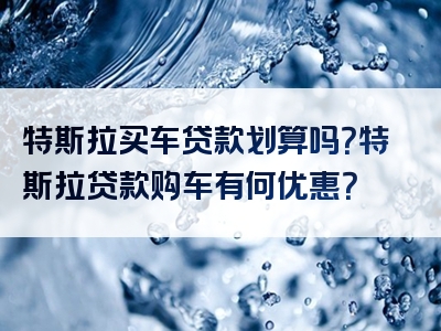 特斯拉买车贷款划算吗？特斯拉贷款购车有何优惠？