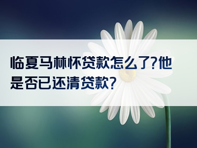 临夏马林怀贷款怎么了？他是否已还清贷款？