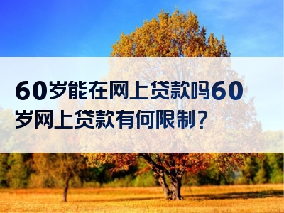 60岁能在网上贷款吗60岁网上贷款有何限制？