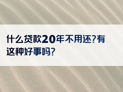 什么贷款20年不用还？有这种好事吗？