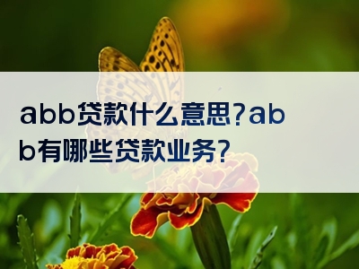 abb贷款什么意思？abb有哪些贷款业务？