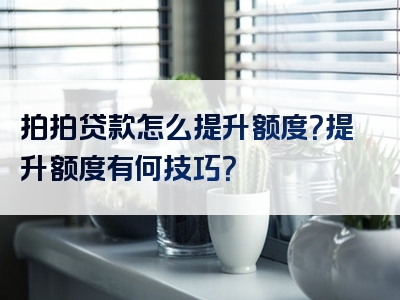 拍拍贷款怎么提升额度？提升额度有何技巧？