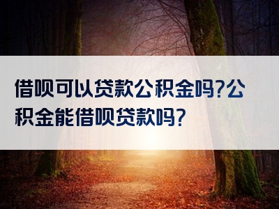 借呗可以贷款公积金吗？公积金能借呗贷款吗？