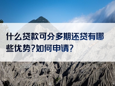 什么贷款可分多期还贷有哪些优势？如何申请？