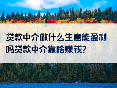 贷款中介做什么生意能盈利吗贷款中介靠啥赚钱？