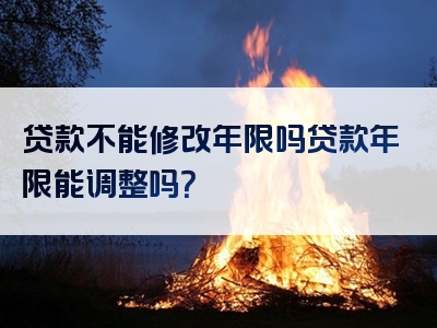 贷款不能修改年限吗贷款年限能调整吗？