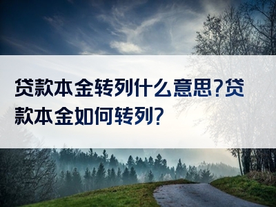 贷款本金转列什么意思？贷款本金如何转列？