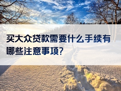 买大众贷款需要什么手续有哪些注意事项？