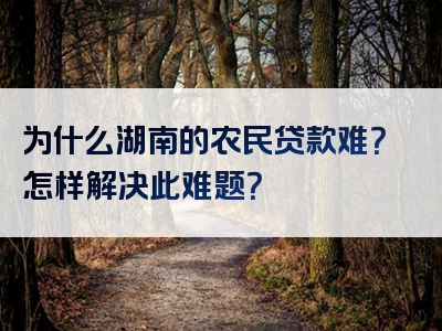 为什么湖南的农民贷款难？怎样解决此难题？