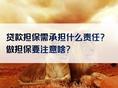 贷款担保需承担什么责任？做担保要注意啥？