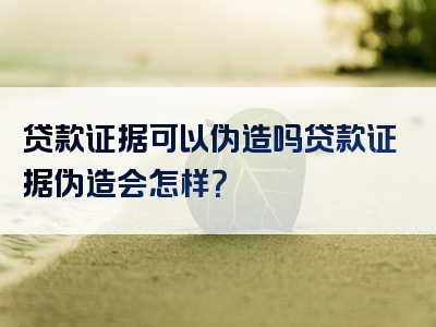 贷款证据可以伪造吗贷款证据伪造会怎样？