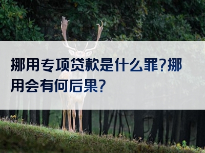 挪用专项贷款是什么罪？挪用会有何后果？