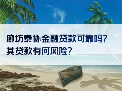 廊坊泰协金融贷款可靠吗？其贷款有何风险？