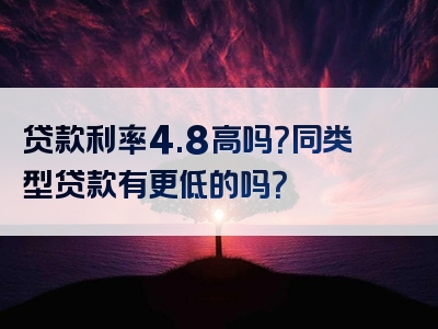 贷款利率4.8高吗？同类型贷款有更低的吗？