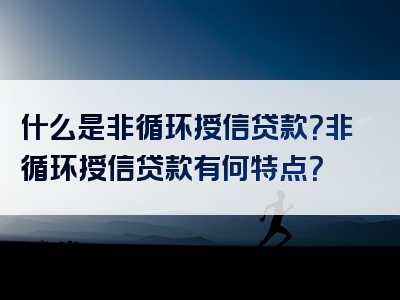 什么是非循环授信贷款？非循环授信贷款有何特点？