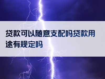 贷款可以随意支配吗贷款用途有规定吗