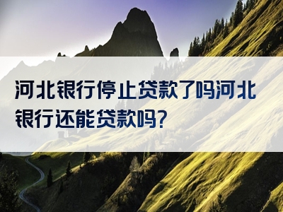 河北银行停止贷款了吗河北银行还能贷款吗？