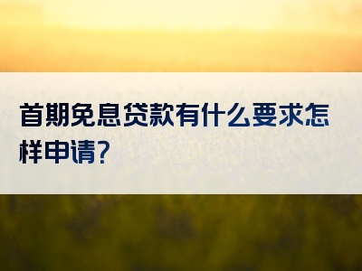 首期免息贷款有什么要求怎样申请？