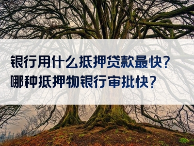 银行用什么抵押贷款最快？哪种抵押物银行审批快？