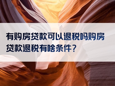 有购房贷款可以退税吗购房贷款退税有啥条件？