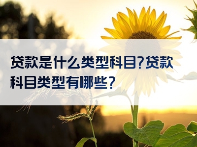 贷款是什么类型科目？贷款科目类型有哪些？