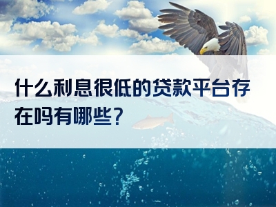 什么利息很低的贷款平台存在吗有哪些？