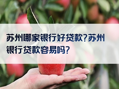 苏州哪家银行好贷款？苏州银行贷款容易吗？