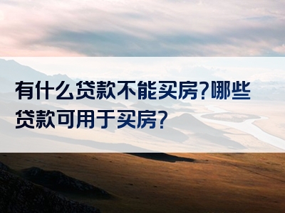 有什么贷款不能买房？哪些贷款可用于买房？